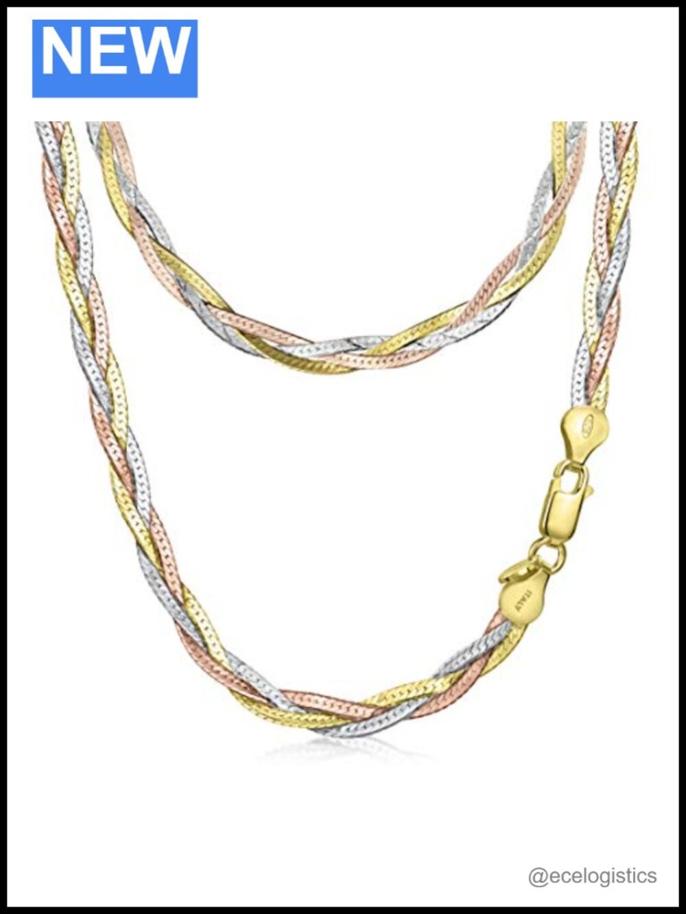 Sterling Silver Braided Herringbone Chain Necklace 18"